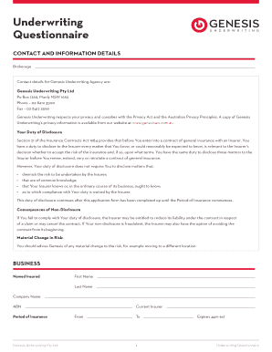Underwriting Questionnaire