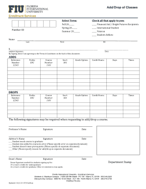 Florida International University Add/Drop Form