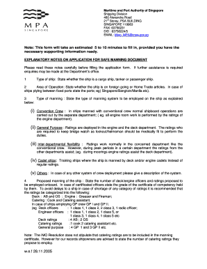 Application for Safe Manning Document