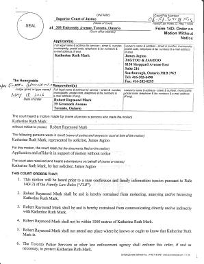 Ontario Order on Motion Without Notice