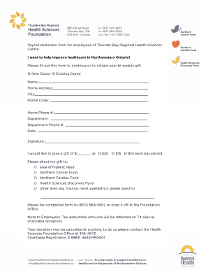Thunder Bay Health Sciences Payroll Deduction Form