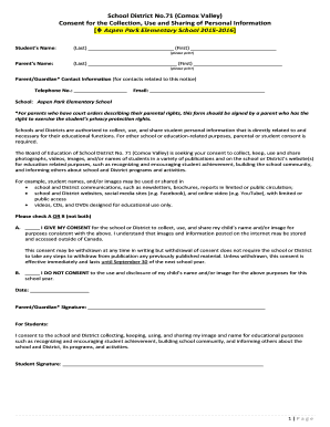 School District No.71 (Comox Valley) Consent Form