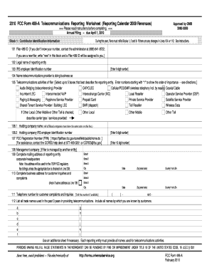 FCC Form 499-A Telecommunications Reporting Worksheet