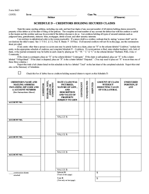 Schedule D – Creditors Holding Secured Claims
