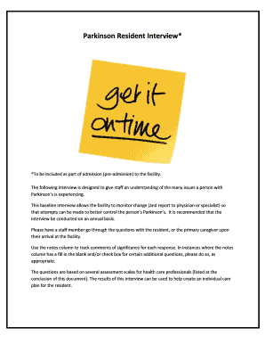 Parkinson Resident Interview Form