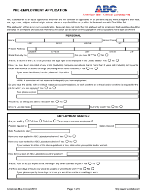 Pre-Employment Application
