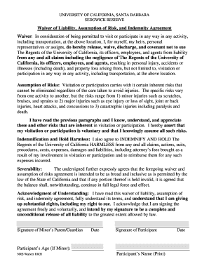 UCSB Sedgwick Reserve Waiver of Liability