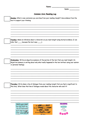 Reading log with summary - Common Core Reading Logdocx - nsd oxfordchampions