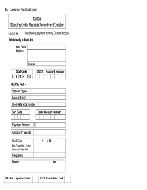 Standing Order Mandate Form