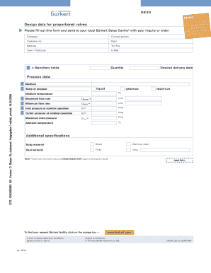Proportional Valve Technical Data Form