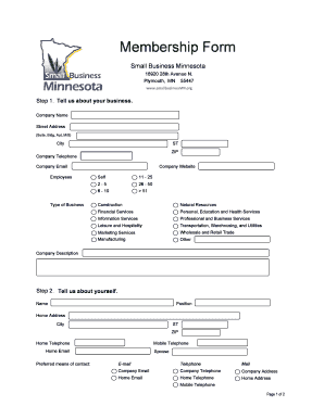 Small Business Minnesota Membership Form