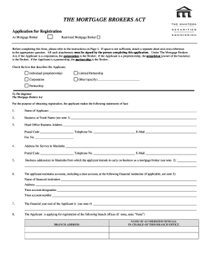 Mortgage Broker Registration Application