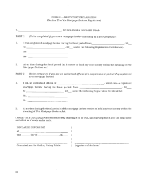 Form 3 - Statutory Declaration for Mortgage Brokers