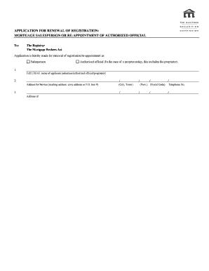 Mortgage Salesperson Registration Renewal Application