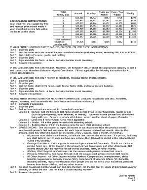 Free and Reduced Price School Meals Family Application