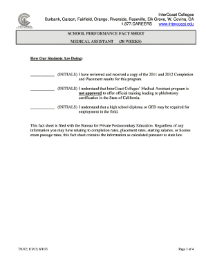 California Medical Assistant Program Performance Fact Sheet