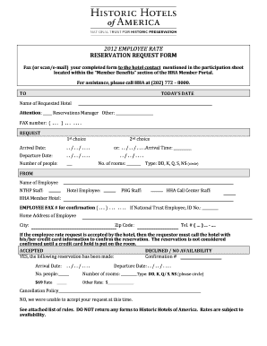 2012 Employee Rate Reservation Request Form