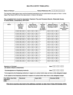 TR268 UPS1 Teacher Pay Scale Authorization Form