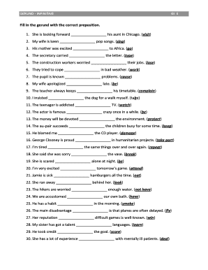Gerund Infinitive Exercise