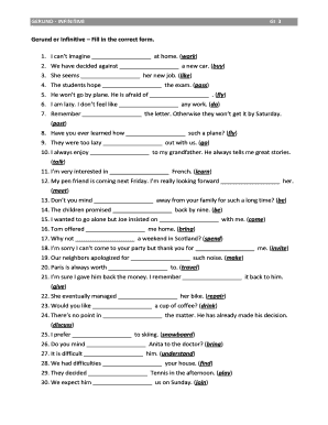 Gerund or Infinitive Worksheet