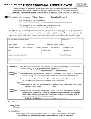 Montana State University Professional Certificate Application