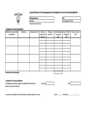 Steuererklärung für die Vergnügungssteuer der Spielgeräte