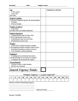 Incident Urgency Assessment Form