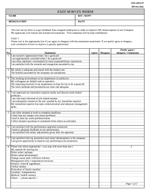 PJD Group Exit Survey Form