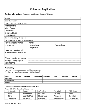 Volunteer Application Form