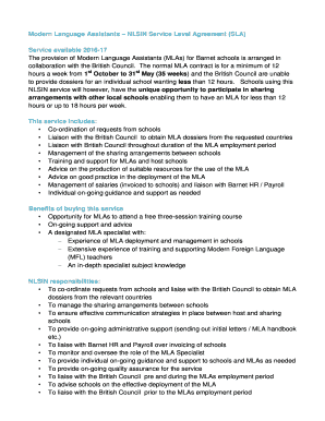 Sla template excel download - Modern Language Assistants NLSIN Service Level Agreement (SLA)