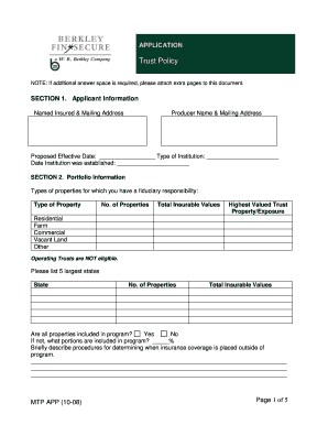 Trust Property Insurance Application