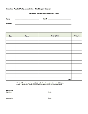 American Public Works Association Expense Reimbursement Request