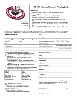 2008-2009 Scholastic All America Team Application