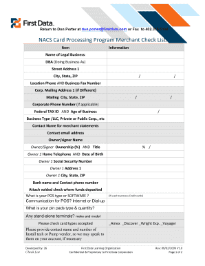 NACS Card Processing Program Merchant Check List