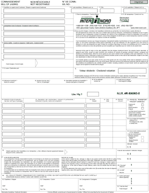 Canadian Non-Negotiable Bill of Lading