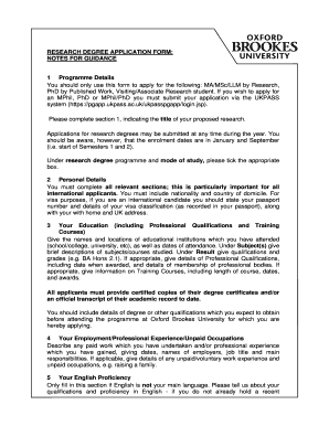 Research Degree Application Form