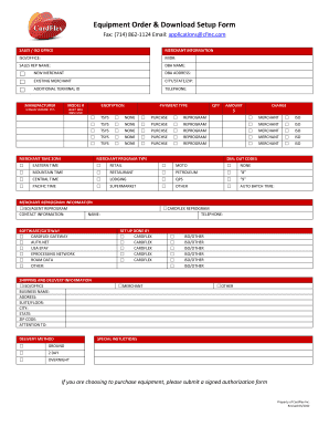 Equipment Order & Download Setup Form