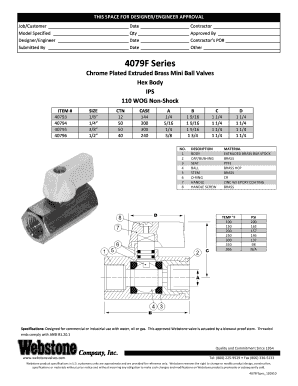 Designer/Engineer Approval Form for Mini Ball Valves
