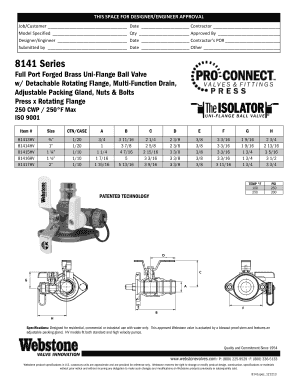 Designer/Engineer Approval Form for Ball Valve