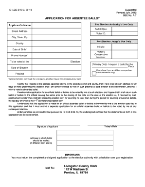 Illinois Absentee Ballot Application