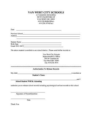 Authorization To Release Student Records