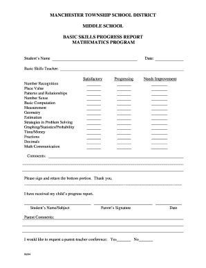 Middle School Basic Skills Progress Report