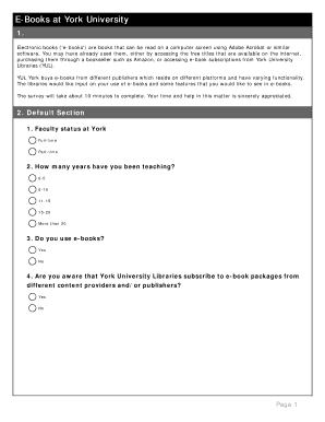 York University E-Books Survey