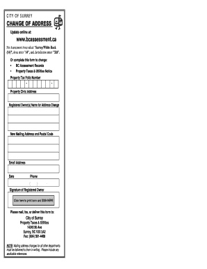 City of Surrey Change of Address Form