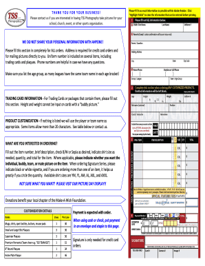 TSS Photography Order Form