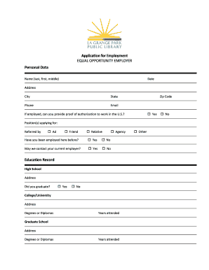 US Employment Application Form