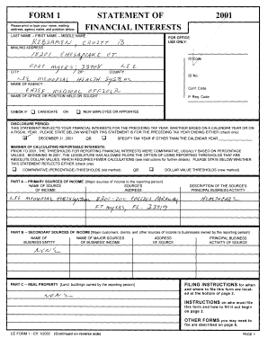 Florida Financial Interest Disclosure Form 1