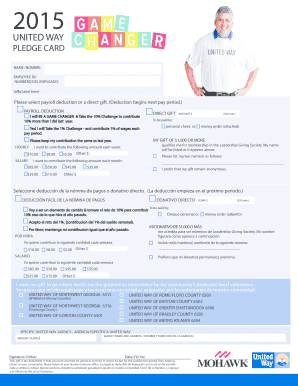 United Way Pledge Card