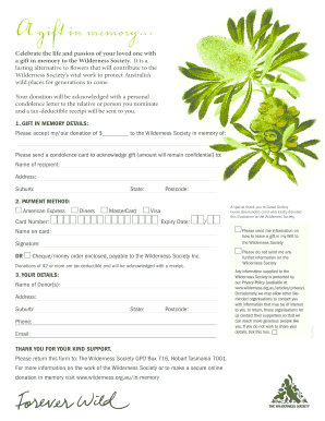 Gift in Memory Donation Form