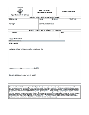 Catalan School Canteen Cancellation Form